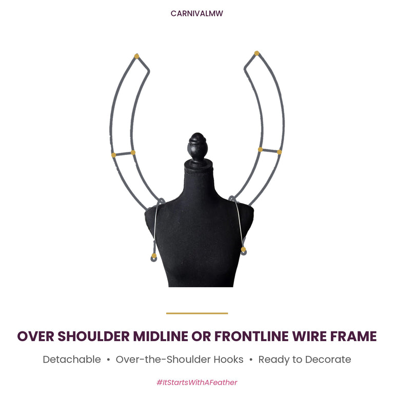 Carnival Detachable Over Shoulder Midline or Frontline Wire Frame – undecorated steel base with detachable sections