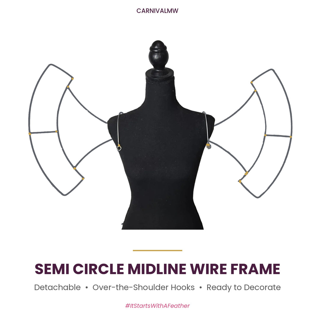 CARNIVALMW Detachable Semi Circle Midline Wire Frame on a black dress form