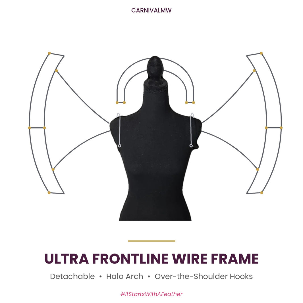 CARNIVALMW Detachable Semi Circle Ultra Frontline Wire Frame on a black dress form