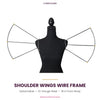 Carnival detachable shoulder wings midline wire frame by CARNIVALMW – undecorated 10-gauge steel fan wings on a mannequin, base for DIY feather backpacks