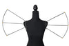 Shoulder wings wire frame on a black mannequin – fan-shaped carnival wings with over-the-shoulder hooks, reaching about 18 inches from the body