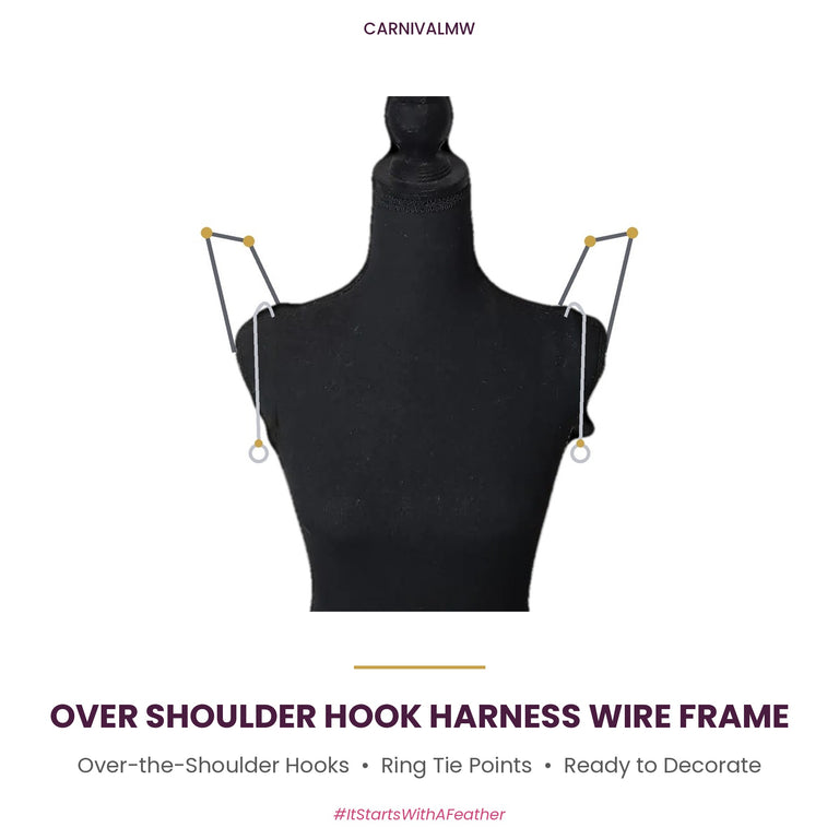 CARNIVALMW Over Shoulder Hook Harness Wire Frame on a black dress form