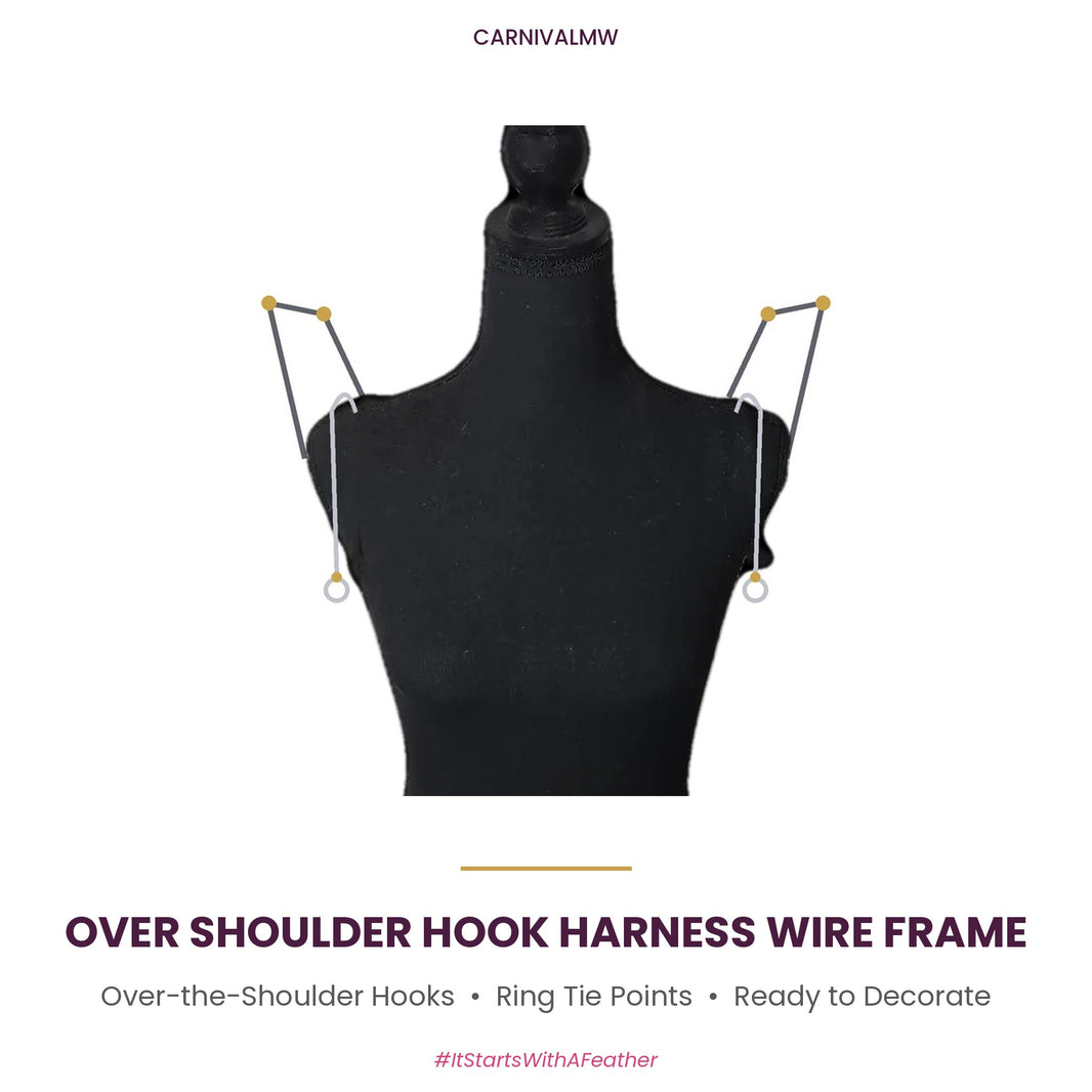 CARNIVALMW Over Shoulder Hook Harness Wire Frame on a black dress form