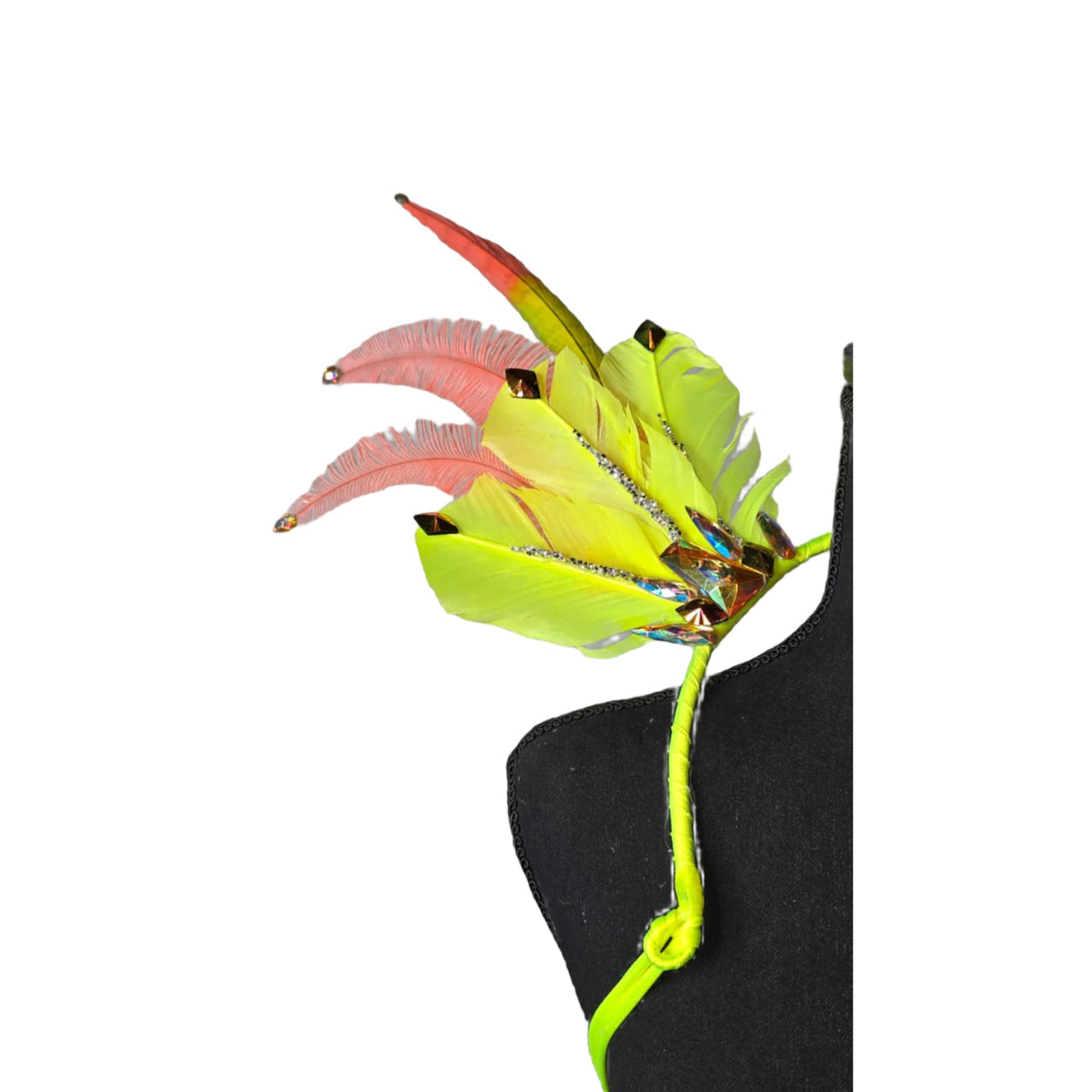 Citrus Bloom Small Feather Collar Wings-Citrus Bloom small feather collar wings detail of the sparkling accents | CarnivalMW