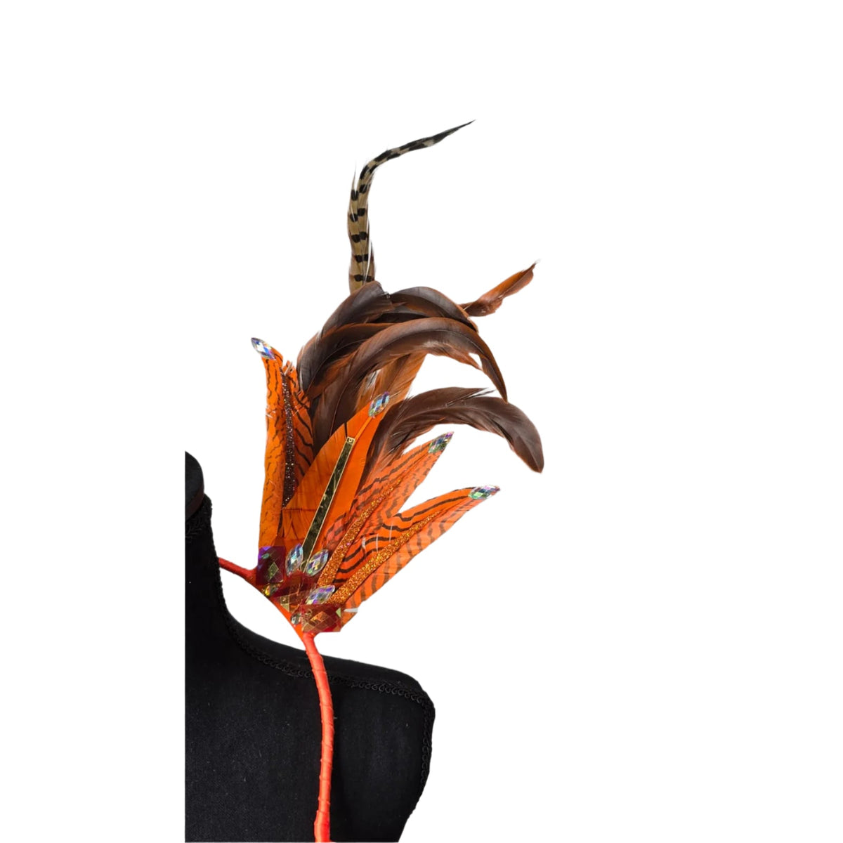 Copper Flame Small Feather Collar Wings-Copper Flame small feather collar wings detail of the copper-toned embellishments | CarnivalMW