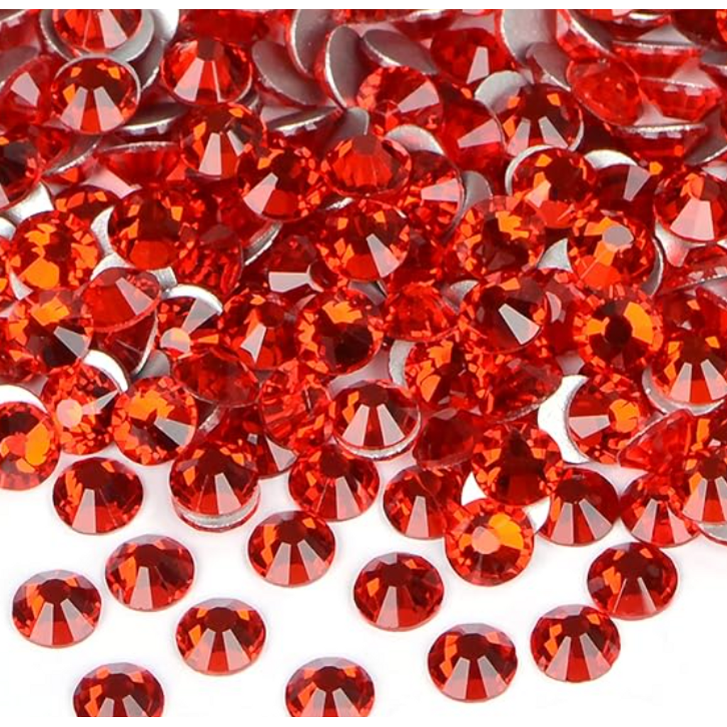 Dirty Orange / Siam Round Flatback Rhinestone SS40 8MM — flatback rhinestone for enhancing carnival costumes and custom designs