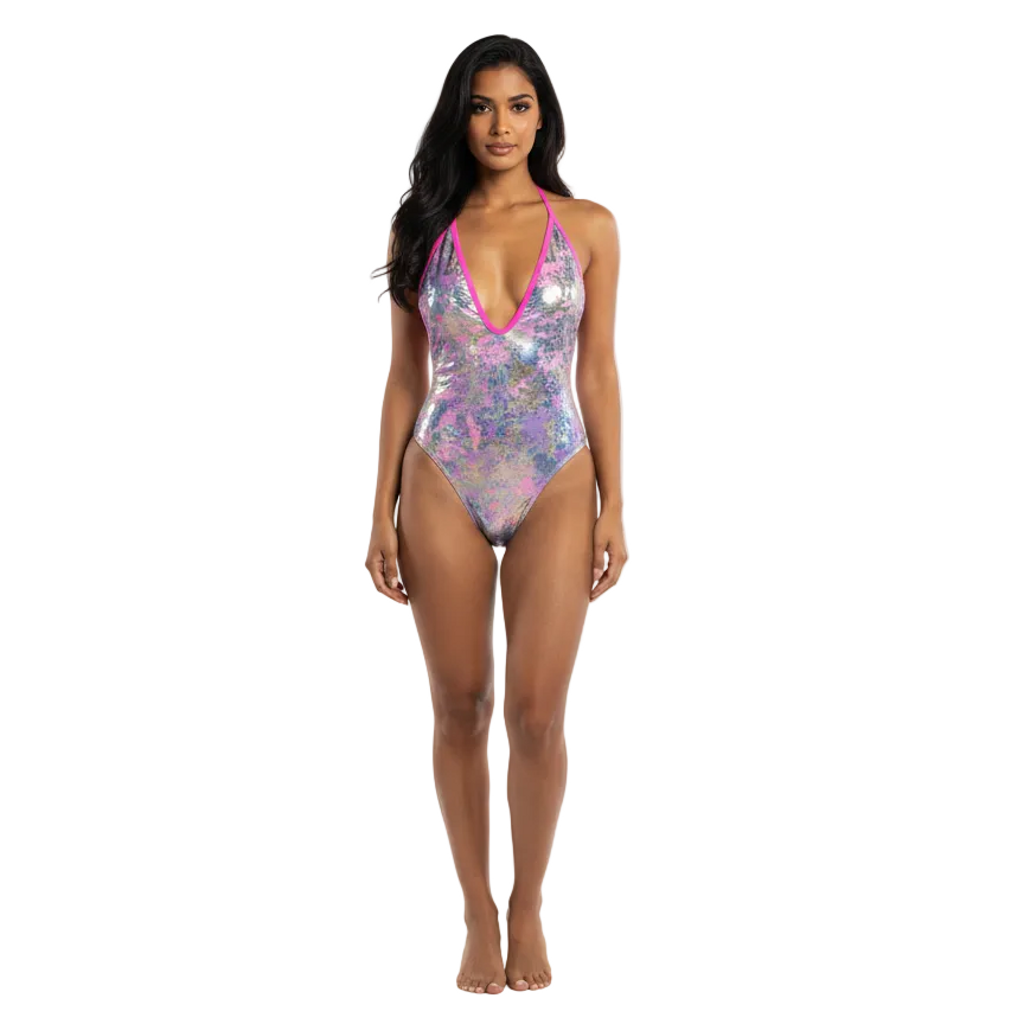 Disco Doll One-Piece Monokini Swimsuit Mondaywear — bold one-piece swimsuit for carnival Monday wear, fetes, festivals, pool, and beach