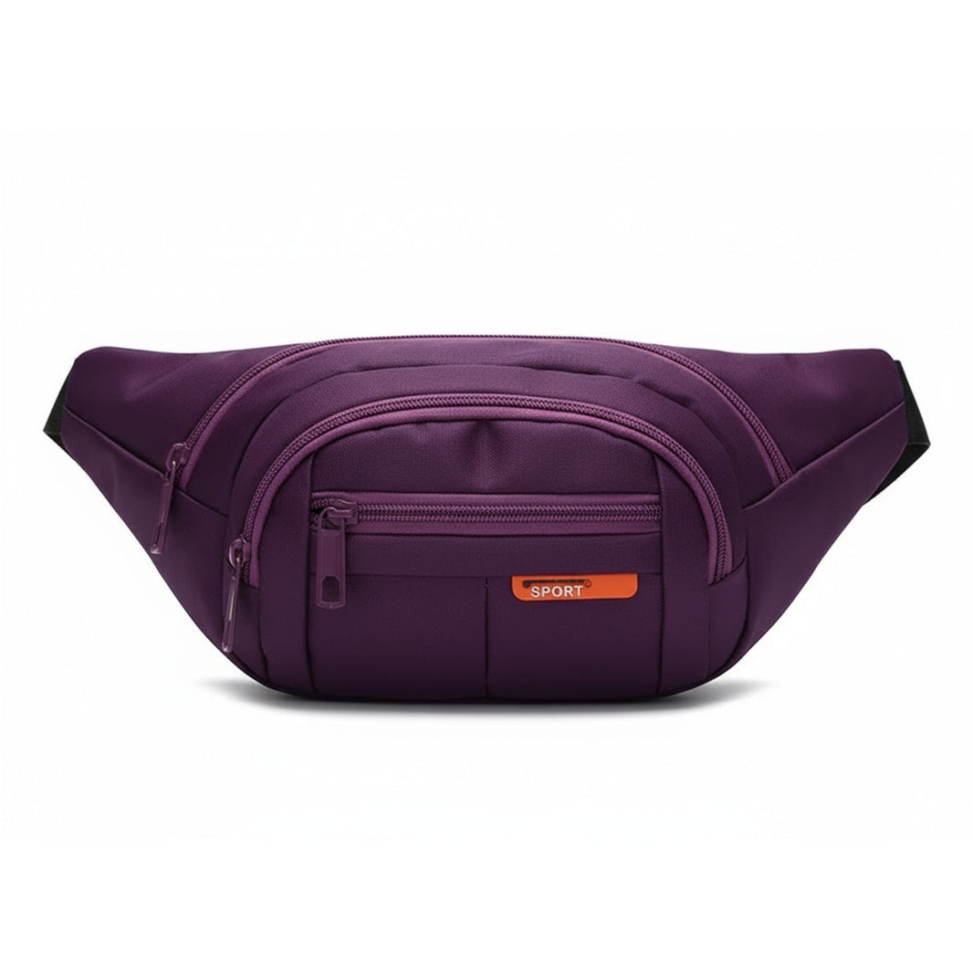 Eggplant Purple Road Runner Phone, Body & Waist Fanny Bag-Eggplant Purple Road Runner Phone, Body & Waist Fanny Bag – adjustable washable canvas, four pockets, waist or crossbody