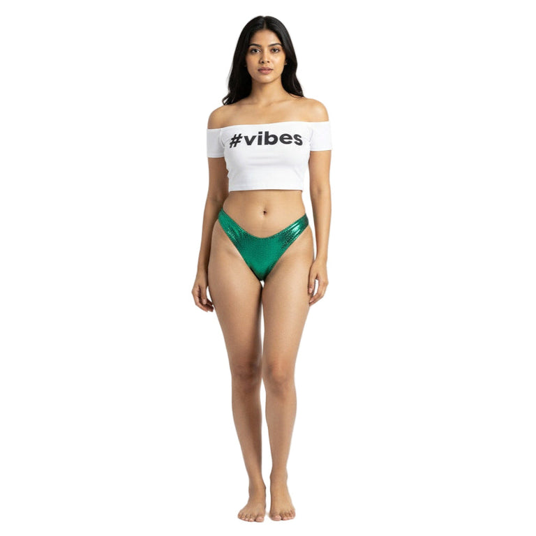 Emerald Green Carnival Vibes Bikini Bottoms – mix-and-match, pairs with costumes, Mondaywear and festival looks