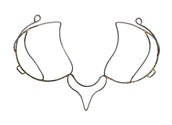 Front view of the Fire Wire Bra Frame — a versatile base for custom carnival and Mondaywear creations, ready for rhinestones, feathers, or fabric. #carnivalmw #carnival #mondaywear #festivalwear #fete