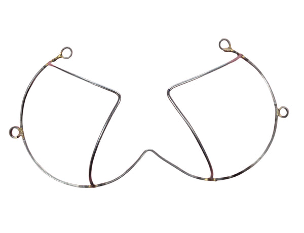 Front view of the Flaming Wire Bra Frame, designed for carnival or Mondaywear. This sophisticated wire bra frame serves as a versatile base for custom creations, perfect for adding rhinestones, feathers, or fabric. Ideal for creating unique and elegant looks. #carnivalmw #wirebra #carnivalcostume #carnivalsupplies