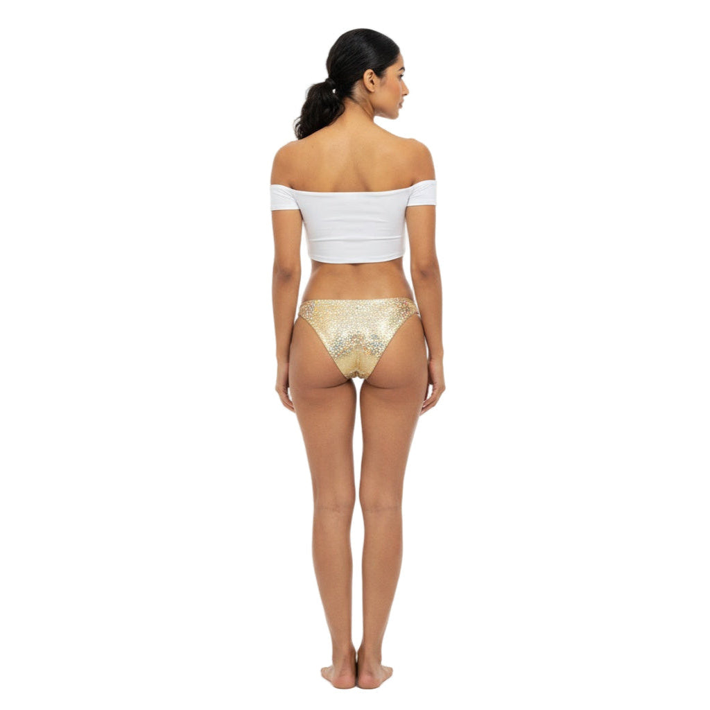 Gold Carnival Vibes Bikini Bottoms — vibrant mix-and-match bottoms to pair with carnival costumes, Mondaywear, and festival looks