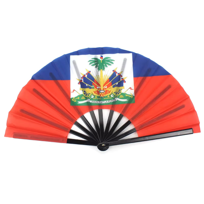 Haiti Carnival Cool Down Fan — flag hand fan to keep cool on the road at carnival, fetes, and jouvert