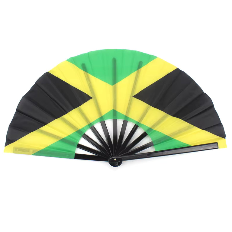 Jamaica Carnival Cool Down Fan – national flag print to keep cool on the road at fetes and jouvert