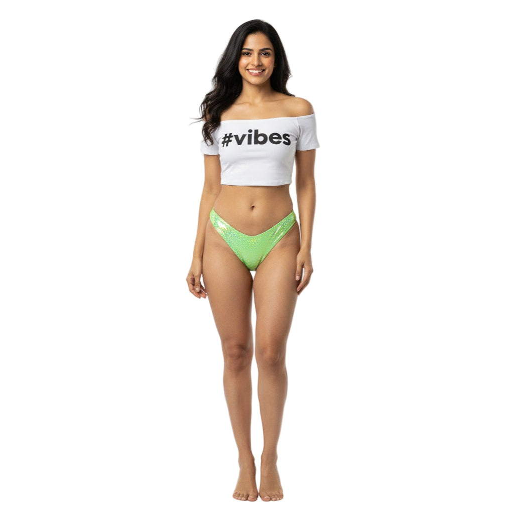 Lime Green Carnival Vibes Bikini Bottoms — vibrant mix-and-match bottoms to pair with carnival costumes, Mondaywear, and festival looks