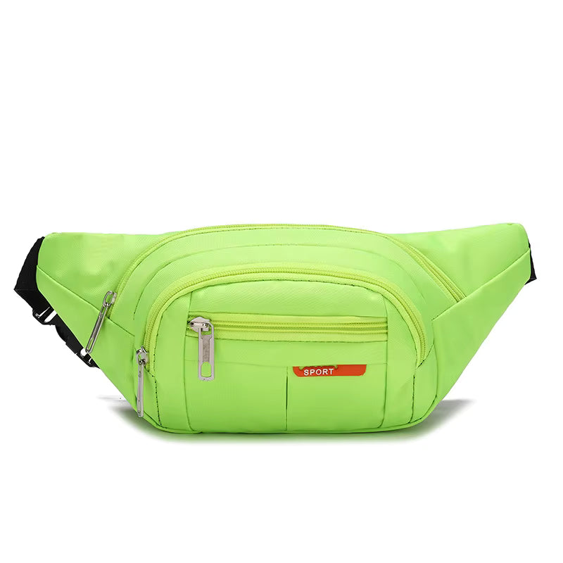 Lime Green Road Runner Phone, Body & Waist Fanny Bag – adjustable washable canvas, four pockets, waist or crossbody