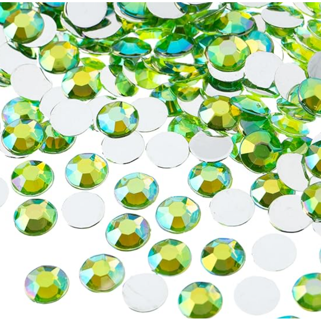 Lime Green Round Flatback Rhinestone SS40 8MM — flatback rhinestone for enhancing carnival costumes and custom designs