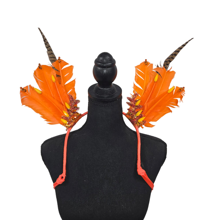 Marigold Blaze small feather collar wings on a mannequin