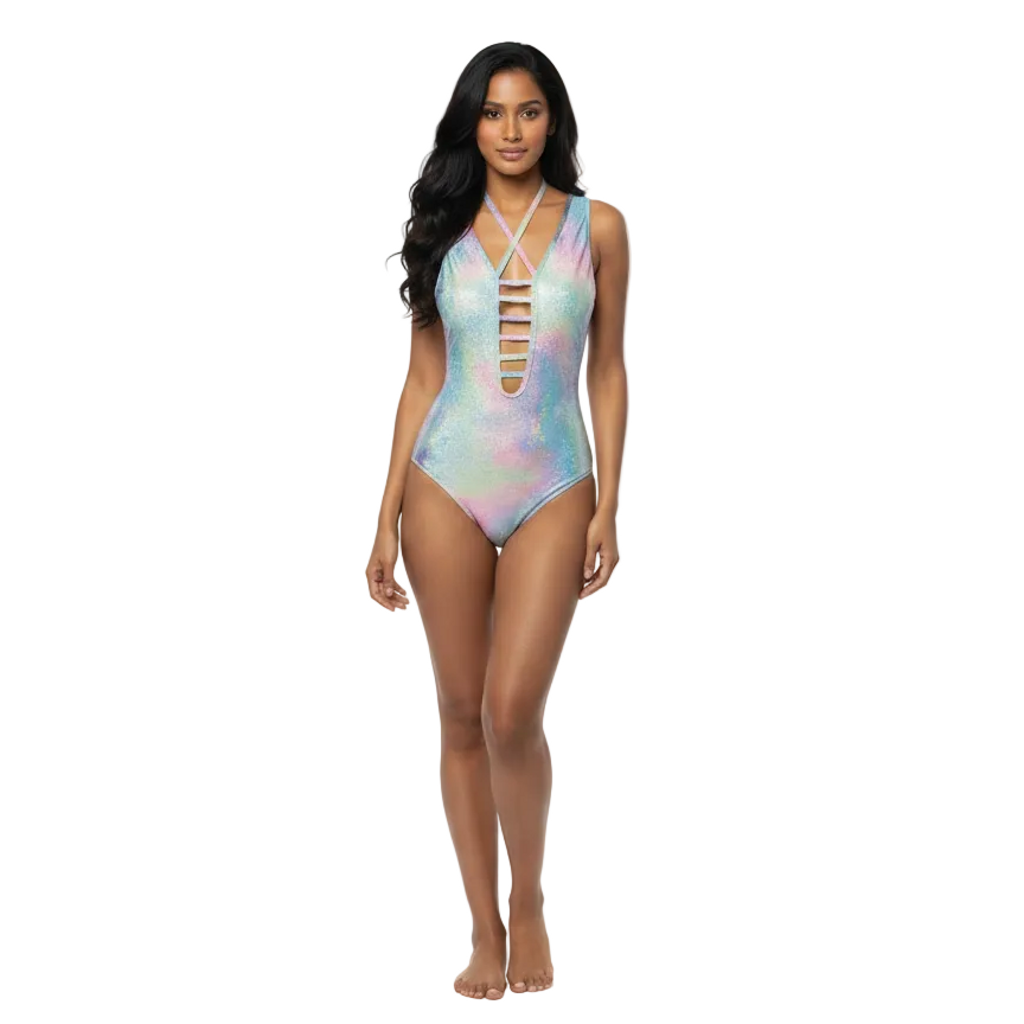 Pixie One-Piece Monokini Swimsuit Mondaywear-Pixie One-Piece Monokini Swimsuit Mondaywear — bold one-piece swimsuit for carnival Monday wear, fetes, festivals, pool, and beach