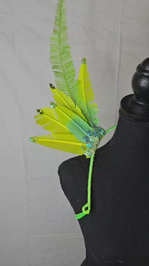 Lime Glow Small Feather Collar Wings-Video of the Lime Glow small feather collar wings in motion | CarnivalMW