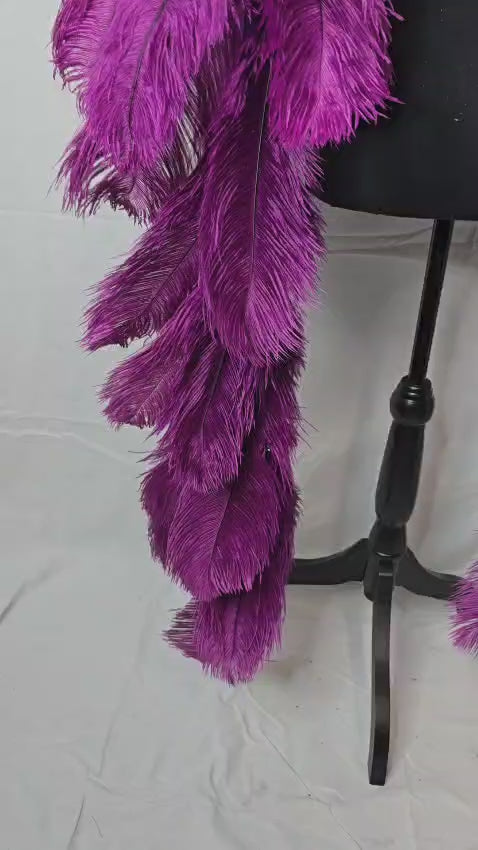 Video of the Purple Plum feather plume tail moving – deep purple ostrich plumes for a carnival backpack | CarnivalMW
