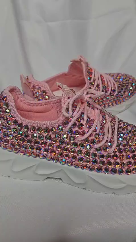 Video of Perfectly Pink AB Rhinestone Sneakers
