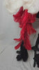 Trinidad & Tobago Feather Tail featuring a dramatic cascade of white, red, and black ostrich plumes with sparkling accents; lightweight, adjustable, and handmade to attach easily to any carnival backpack for a bold, patriotic flair. #CARNIVALFEATHERS #CARNIVAL #CARNIVALCOSTUMES