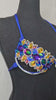 Video of Royal blue decorated wire bra with iridescent AB crystals on a black mannequin, front view #wirebra #carnivalcostumes