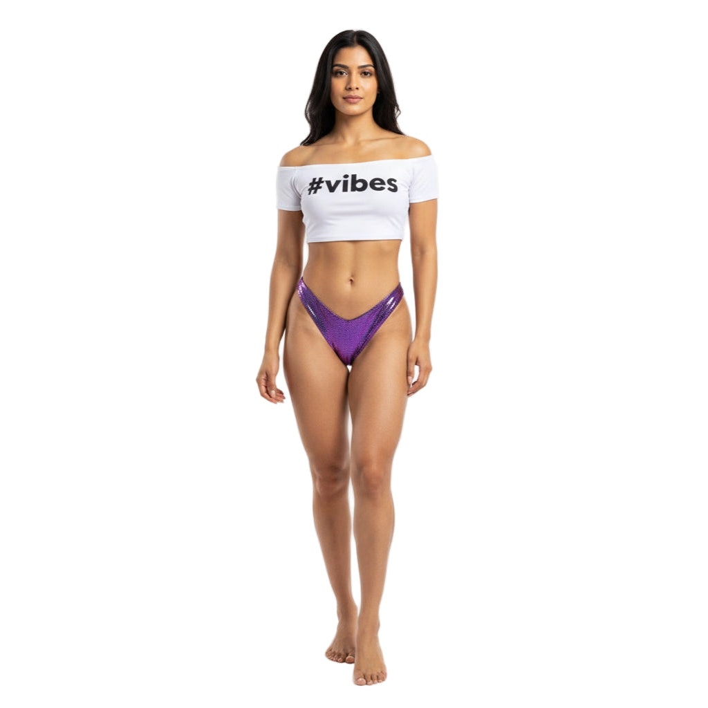 Purple Carnival Vibes Bikini Bottoms — vibrant mix-and-match bottoms to pair with carnival costumes, Mondaywear, and festival looks