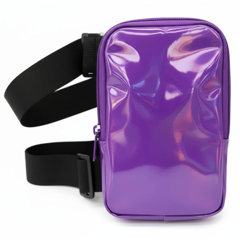 Purple HoloGlam Carnival Thigh Bag — hands-free carnival thigh bag for phone and essentials at fetes, jouvert, and festivals