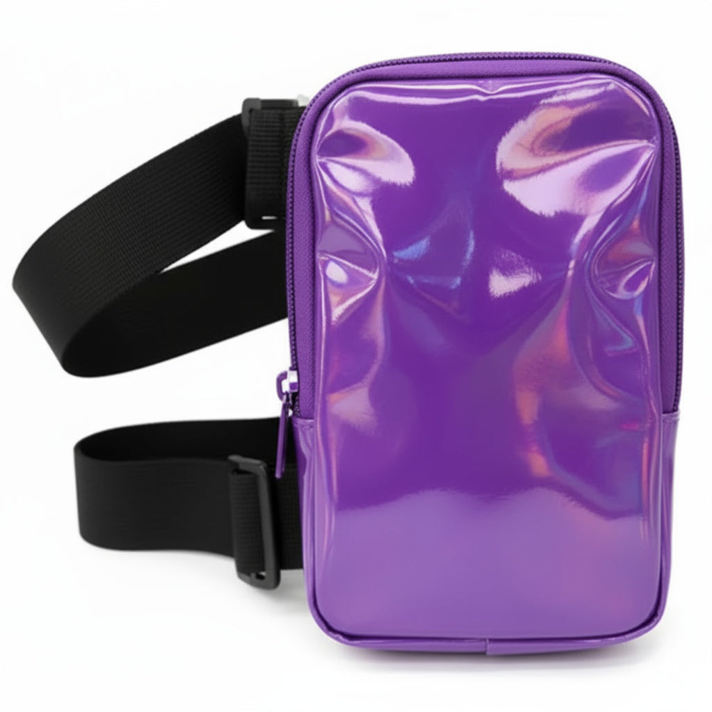 Purple HoloGlam Carnival Thigh Bag-Purple HoloGlam Carnival Thigh Bag — hands-free carnival thigh bag for phone and essentials at fetes, jouvert, and festivals