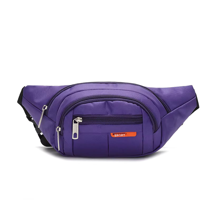 Purple Road Runner Phone, Body & Waist Fanny Bag – adjustable washable canvas, four pockets, waist or crossbody