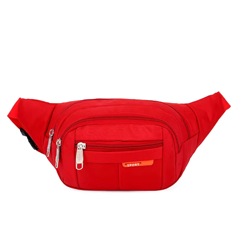 Red Road Runner Phone, Body & Waist Fanny Bag – adjustable washable canvas, four pockets, waist or crossbody
