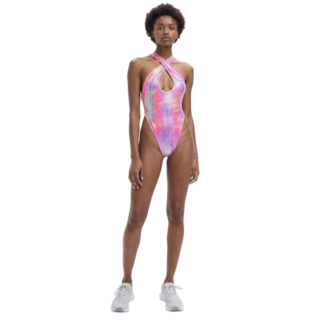 Road Ready Metallic One-Piece Monokini Swimsuit Mondaywear — bold one-piece swimsuit for carnival Monday wear, fetes, festivals, pool, and beach