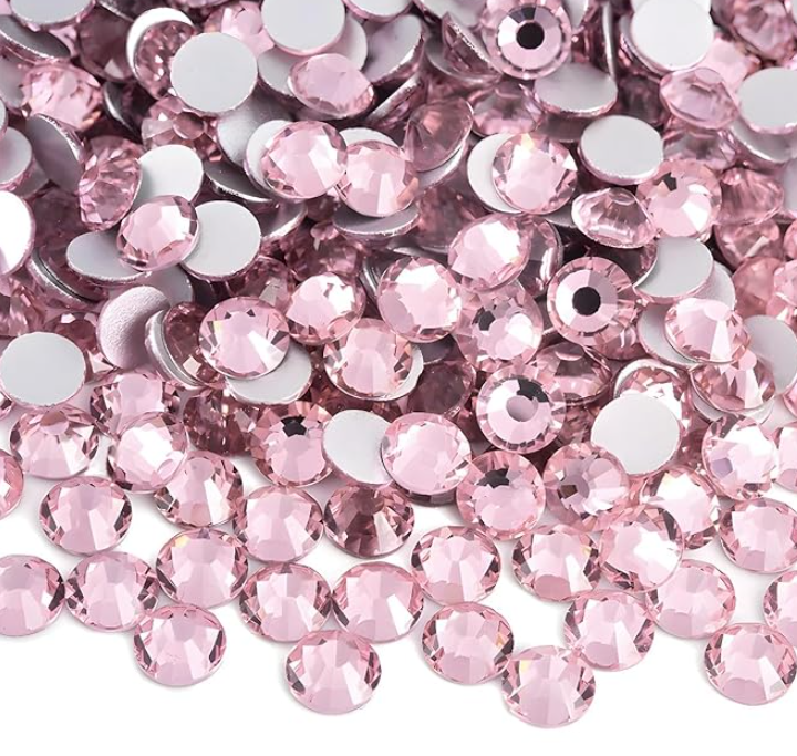 Rose / Light Pink Round Flatback Rhinestone SS40 8MM — flatback rhinestone for enhancing carnival costumes and custom designs