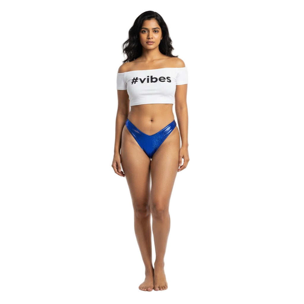 Royal Blue Carnival Vibes Bikini Bottoms — vibrant mix-and-match bottoms to pair with carnival costumes, Mondaywear, and festival looks