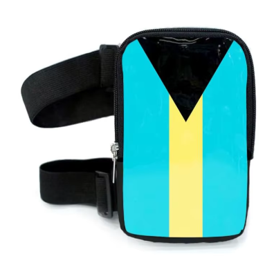 Run & Revel Caribbean Carnival Adjustable Thigh/Leg Bag - Bahamas-Run & Revel Caribbean Carnival Adjustable Thigh/Leg Bag - Bahamas – flag print on white background