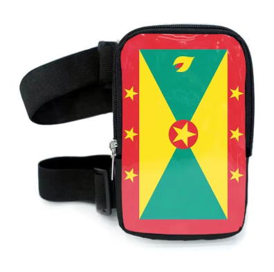 Run & Revel Caribbean Carnival Adjustable Thigh/Leg Bag - Grenada – flag print on white background