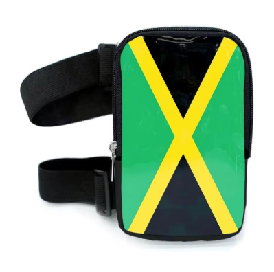 Run & Revel Caribbean Carnival Adjustable Thigh/Leg Bag - Jamaica-Run & Revel Caribbean Carnival Adjustable Thigh/Leg Bag - Jamaica – flag print on white background