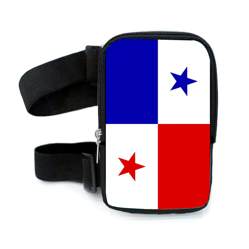 Run & Revel Caribbean Carnival Adjustable Thigh/Leg Bag - Panama – flag print on white background