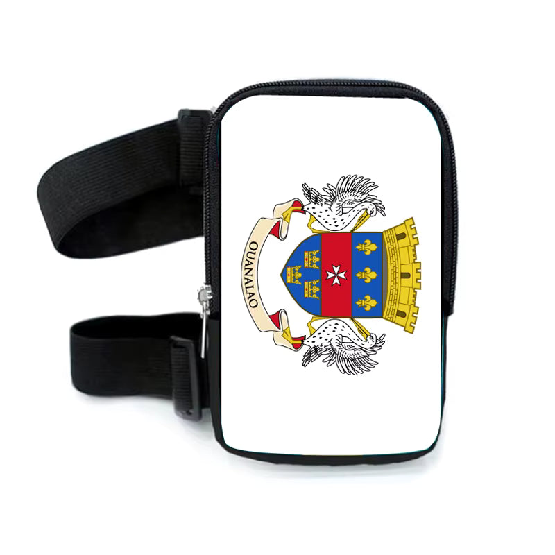 Run & Revel Caribbean Carnival Adjustable Thigh/Leg Bag - St Barthelemy – flag print on white background