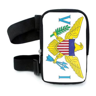 Run & Revel Caribbean Carnival Adjustable Thigh/Leg Bag - US Virgin Islands – flag print on white background