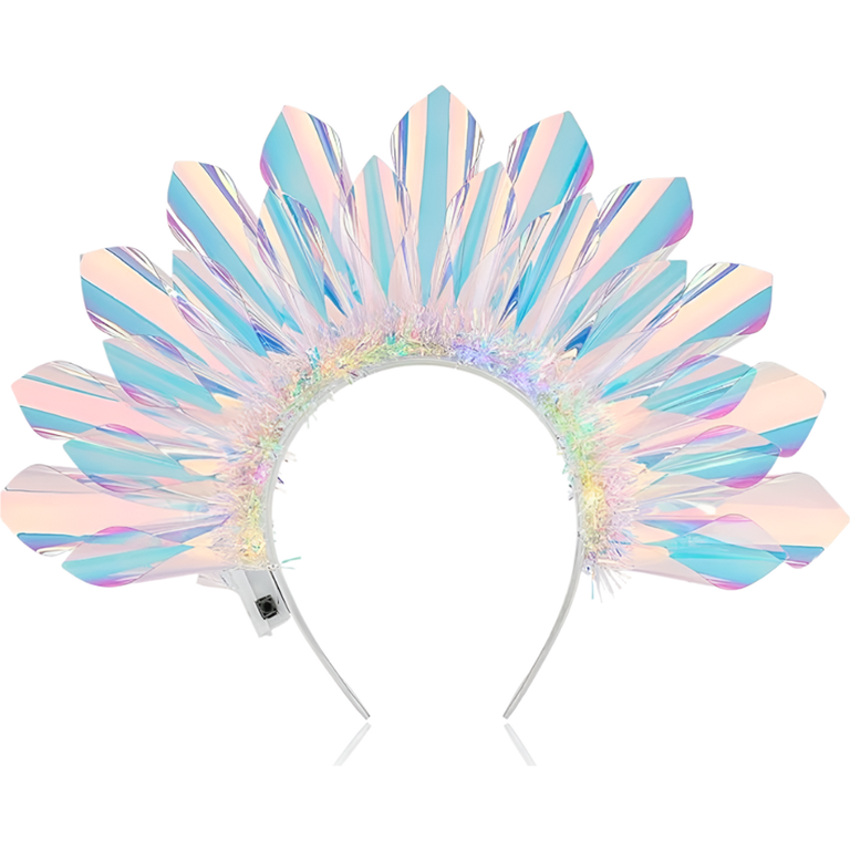 ShimmerGlow LED light-up crown headband, front view showing the iridescent crown | CarnivalMW