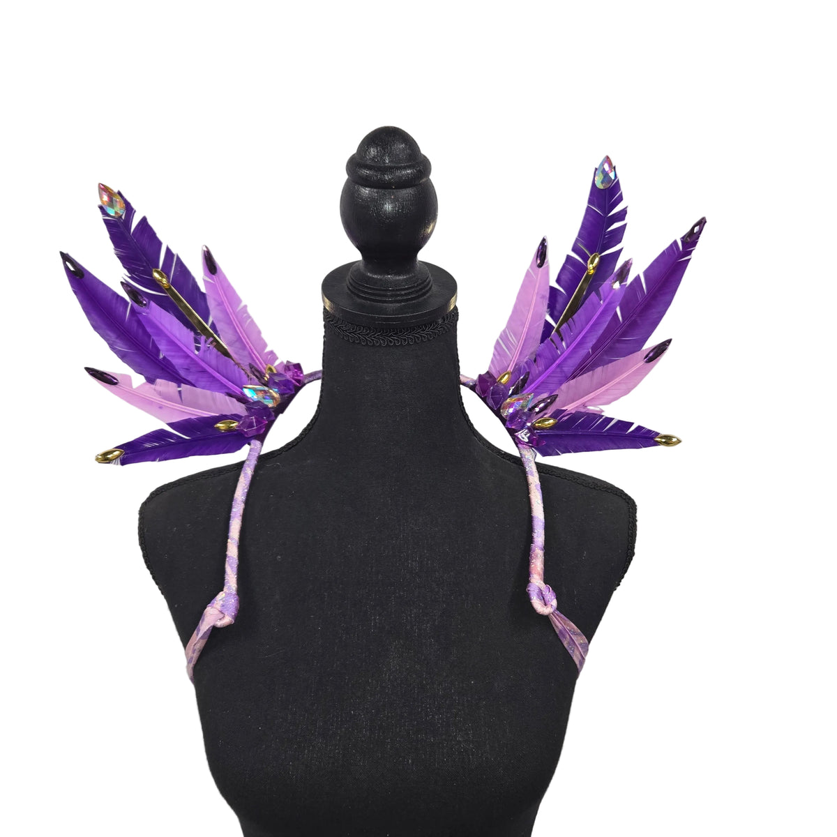 Violet Empress Small Feather Collar Wings-Violet Empress small feather collar wings on a mannequin