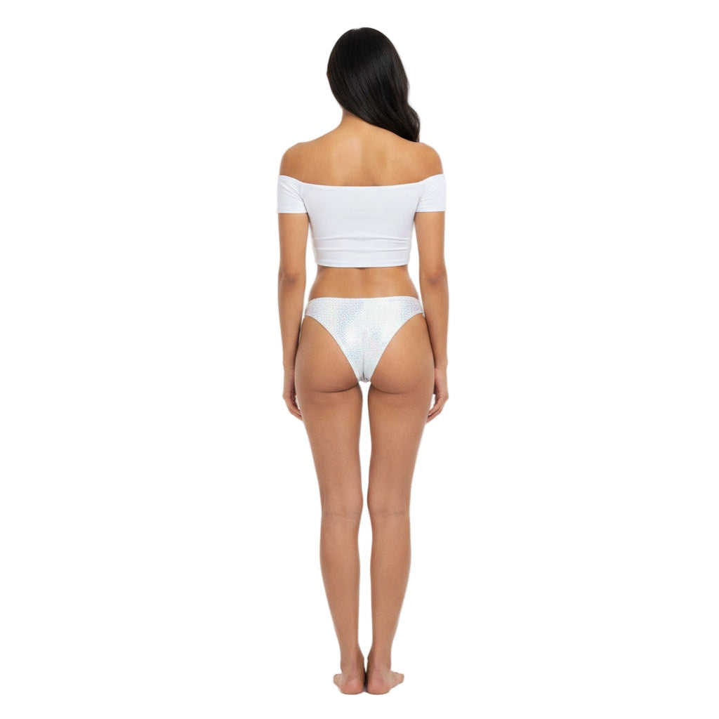 White Carnival Vibes Bikini Bottoms — vibrant mix-and-match bottoms to pair with carnival costumes, Mondaywear, and festival looks