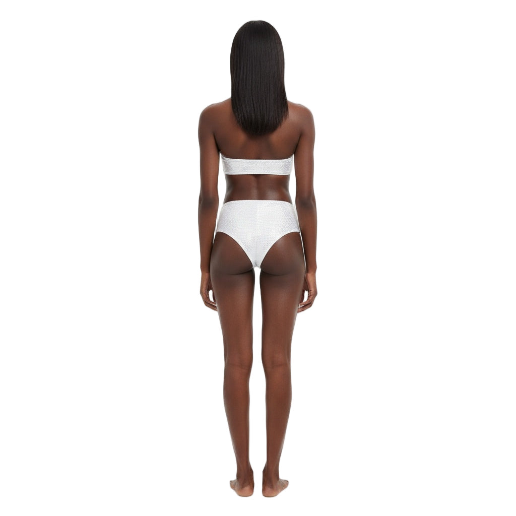 White Holographic Carnival Cheekies Hot Shorts — shimmering holographic booty shorts for carnival, jouvert, fetes, and festivals