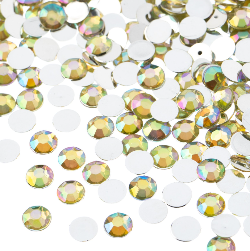 Yellow AB Round Flatback Rhinestone SS40 8MM — flatback rhinestone for enhancing carnival costumes and custom designs