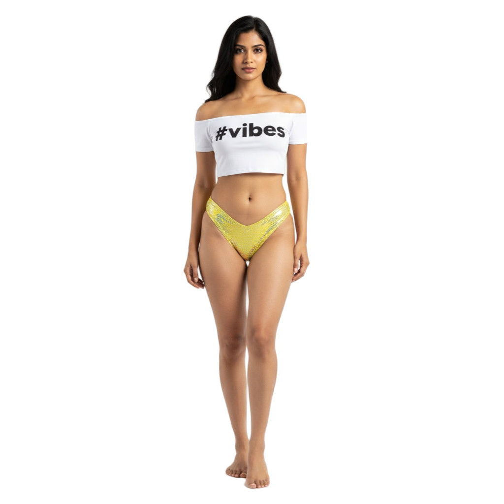 Yellow Carnival Vibes Bikini Bottoms — vibrant mix-and-match bottoms to pair with carnival costumes, Mondaywear, and festival looks