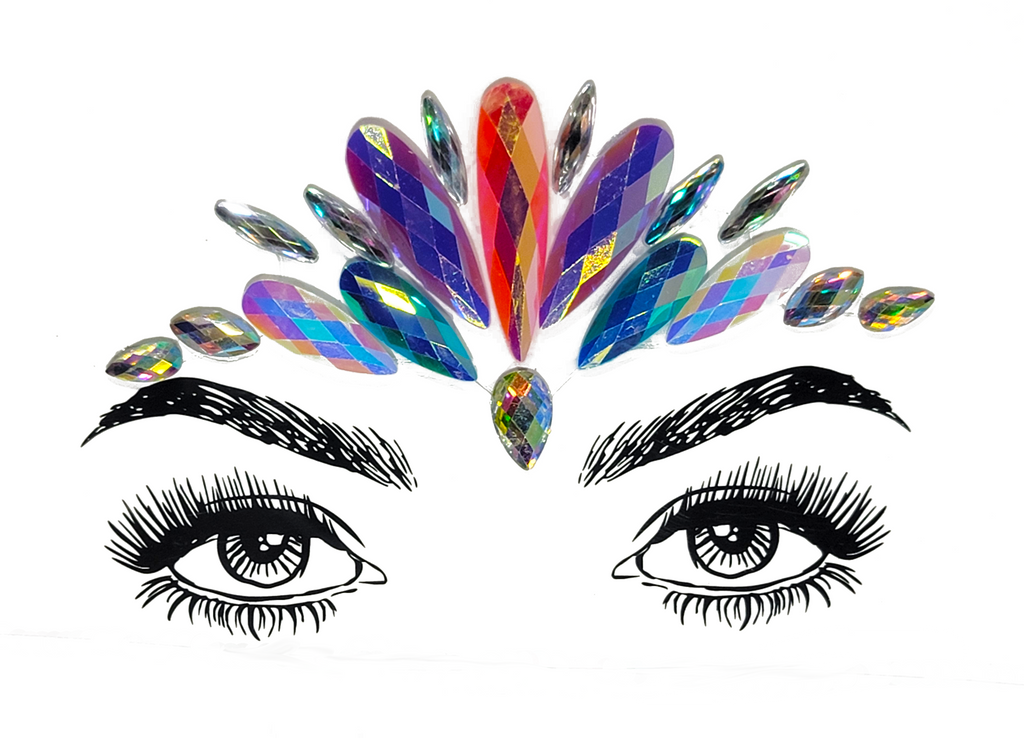 Eyes with Aditi Face Gem Stickers. Multicolor. Front view full. 