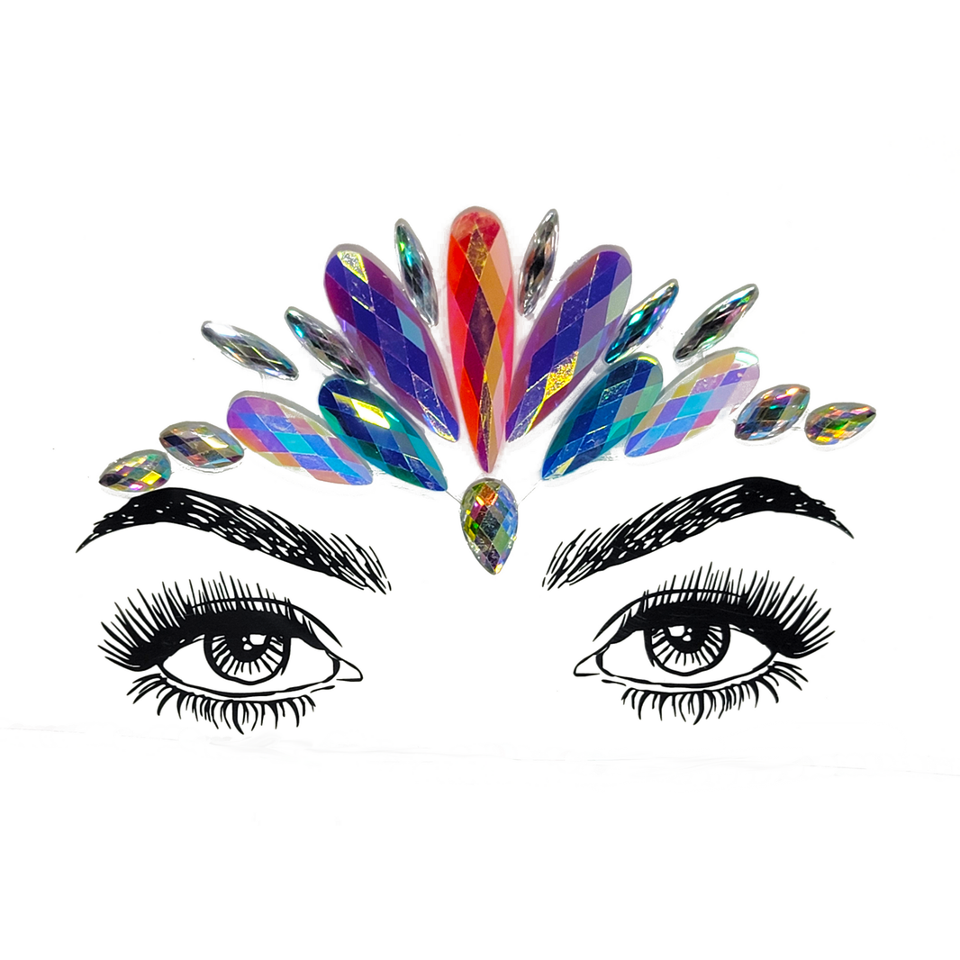 Multicolor Aditi Face Gem Stickers featuring reflective crystal, rhinestone, and gemstones